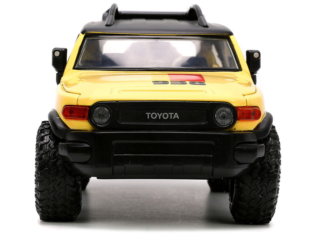 Toyota FJ Cruiser #938 Cream with Matt Black Top with Roof Rack and Stripes "KC Hilites" with Extra Wheels "Just Trucks" Series 1/24 Diecast Model Car by Jada-3