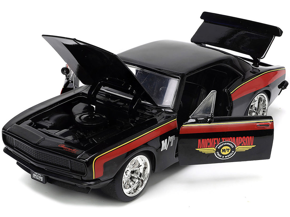 1967 Chevrolet Camaro "Mickey Thompson" Black with Red and Yellow Stripes "Bigtime Muscle" Series 1/24 Diecast Model Car by Jada-3