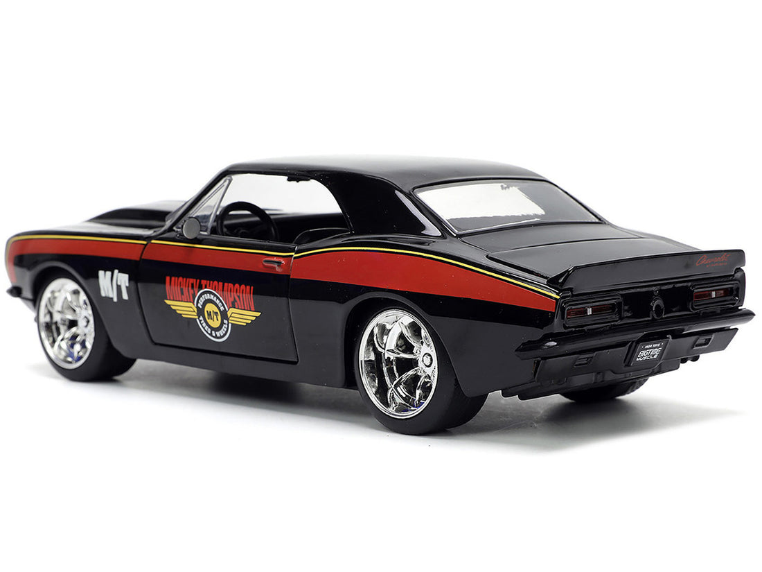 1967 Chevrolet Camaro "Mickey Thompson" Black with Red and Yellow Stripes "Bigtime Muscle" Series 1/24 Diecast Model Car by Jada-1