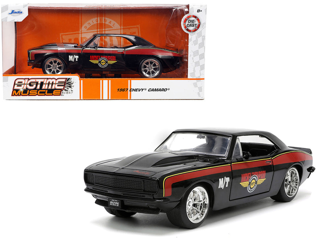 1967 Chevrolet Camaro "Mickey Thompson" Black with Red and Yellow Stripes "Bigtime Muscle" Series 1/24 Diecast Model Car by Jada-4