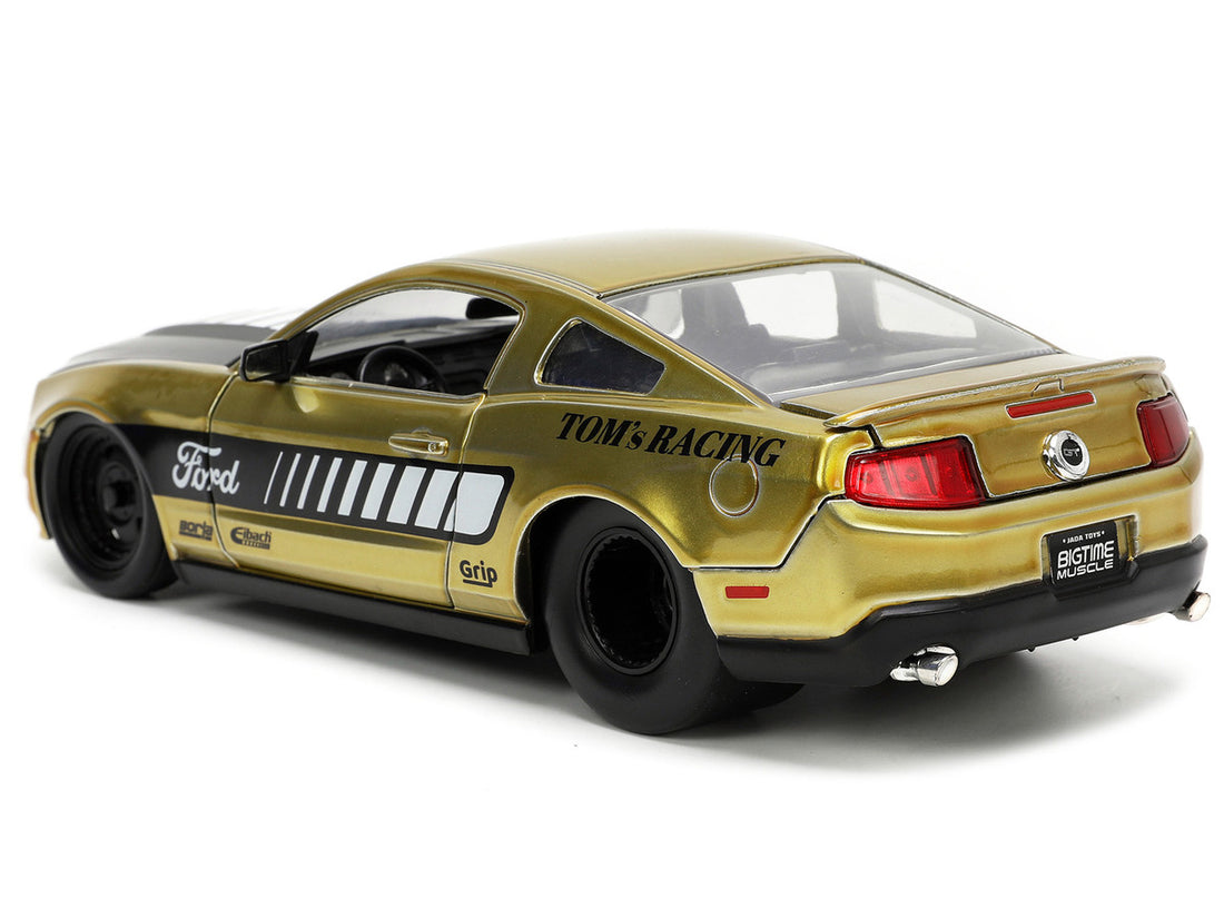 2010 Ford Mustang GT Gold Metallic with Black Graphics and Hood "Tom's Racing" "Bigtime Muscle" Series 1/24 Diecast Model Car by Jada-4