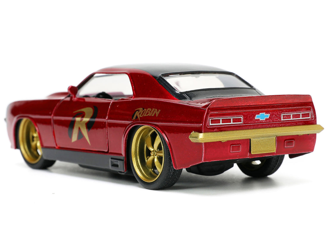 1969 Chevrolet Camaro Dark Red Metallic with Black Top and Robin Diecast Figure "Batman" "Hollywood Rides" Series 1/32 Diecast Model Car by Jada-3