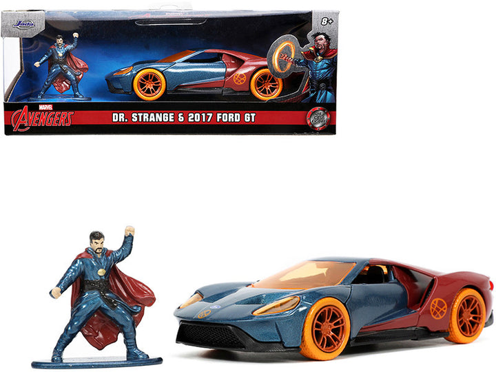 2017 Ford GT and Doctor Strange Diecast Figurine "Avengers" "Marvel" Series "Hollywood Rides" 1/32 Diecast Model Car by Jada-0