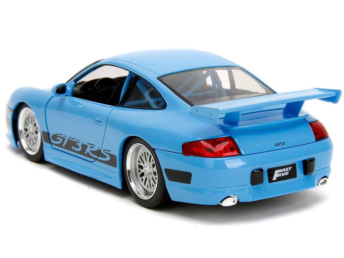 Porsche 911 GT3 RS Light Blue with Black Accents "Fast & Furious" Movie 1/24 Diecast Model Car by Jada-4