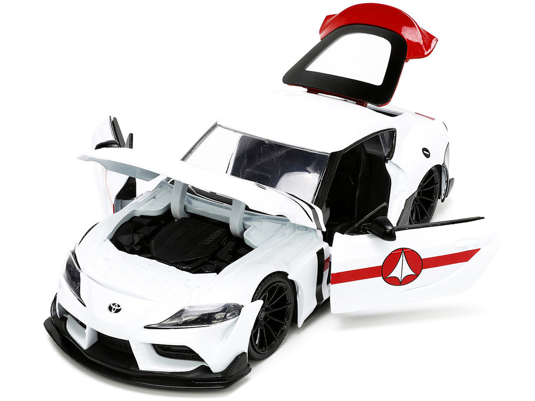 Toyota 2020 Supra White and Rick Hunter Diecast Figurine "Robotech" "Hollywood Rides" Series 1/24 Diecast Model Car by Jada