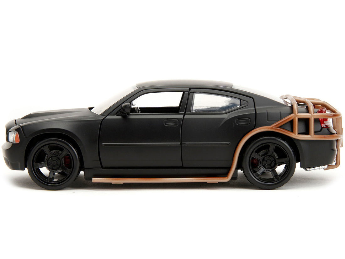 2006 Dodge Charger Matt Black with Outer Cage "Fast & Furious" Movie 1/24 Diecast Model Car by Jada-2