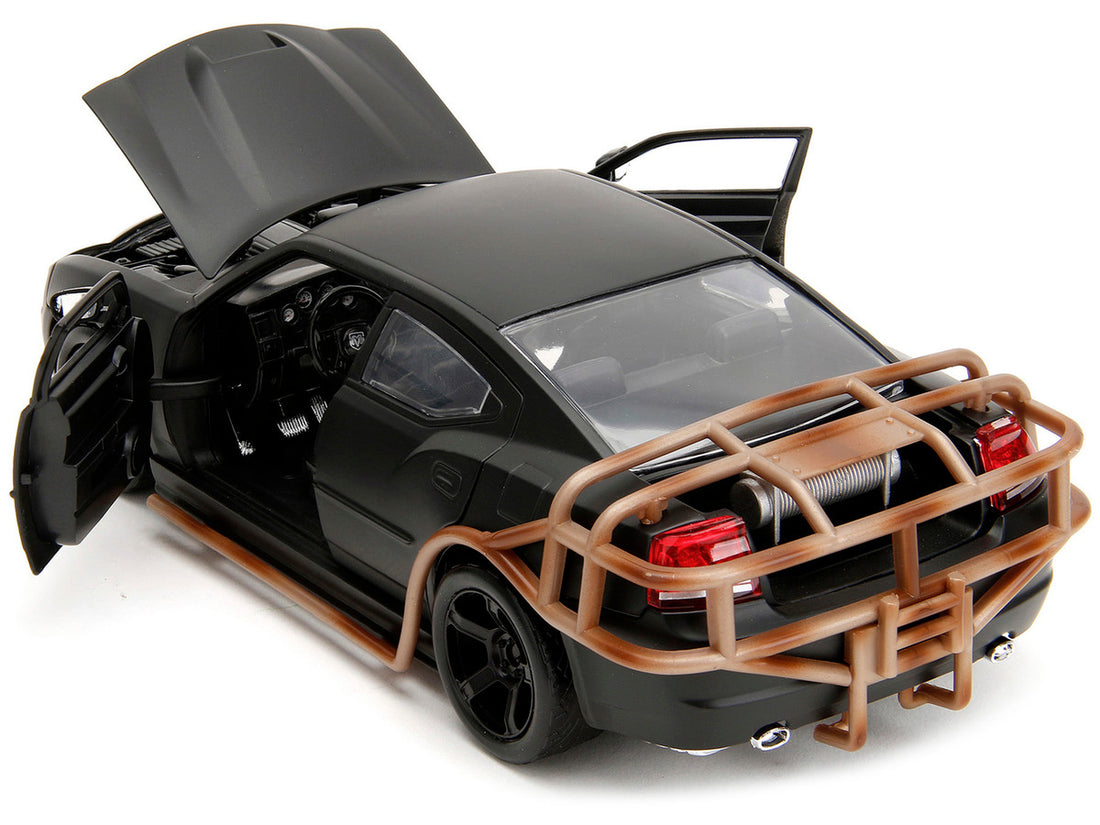 2006 Dodge Charger Matt Black with Outer Cage "Fast & Furious" Movie 1/24 Diecast Model Car by Jada-3