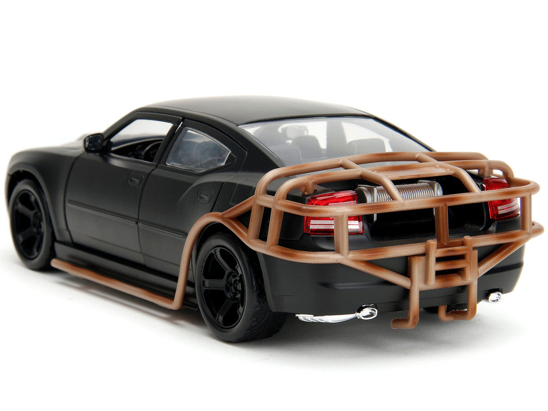 2006 Dodge Charger Matt Black with Outer Cage "Fast & Furious" Movie 1/24 Diecast Model Car by Jada-4