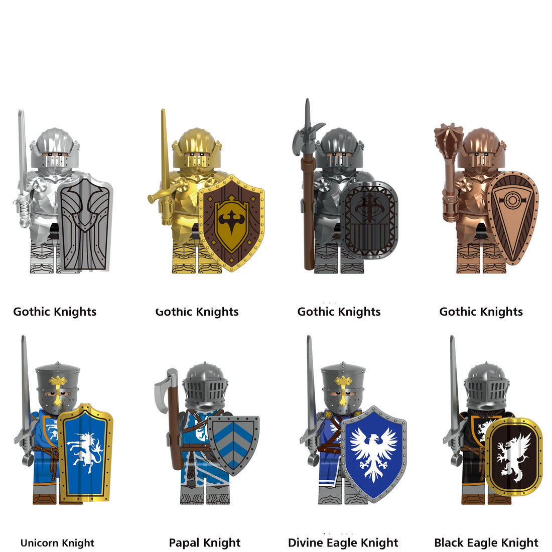 Medieval Warriors Custom Minifigure Set S4 (8-Pack) for Lego