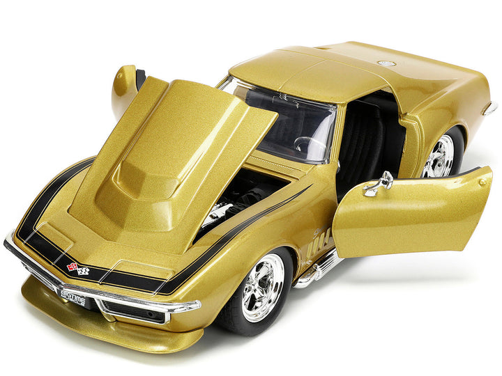 1969 Chevrolet Corvette Stingray ZL-1 Gold Metallic with Black Stripe "Bigtime Muscle" Series 1/24 Diecast Model Car by Jada-1