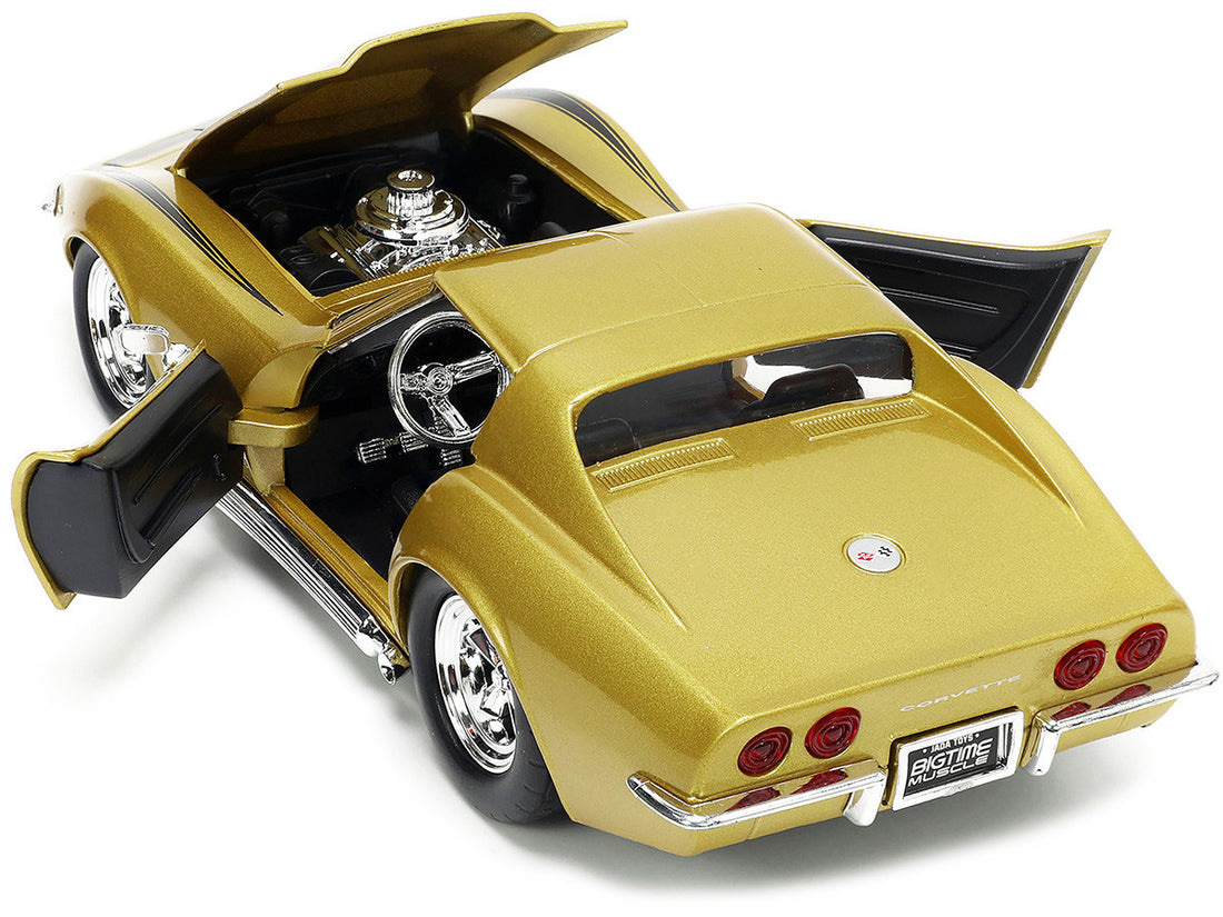 1969 Chevrolet Corvette Stingray ZL-1 Gold Metallic with Black Stripe "Bigtime Muscle" Series 1/24 Diecast Model Car by Jada-3