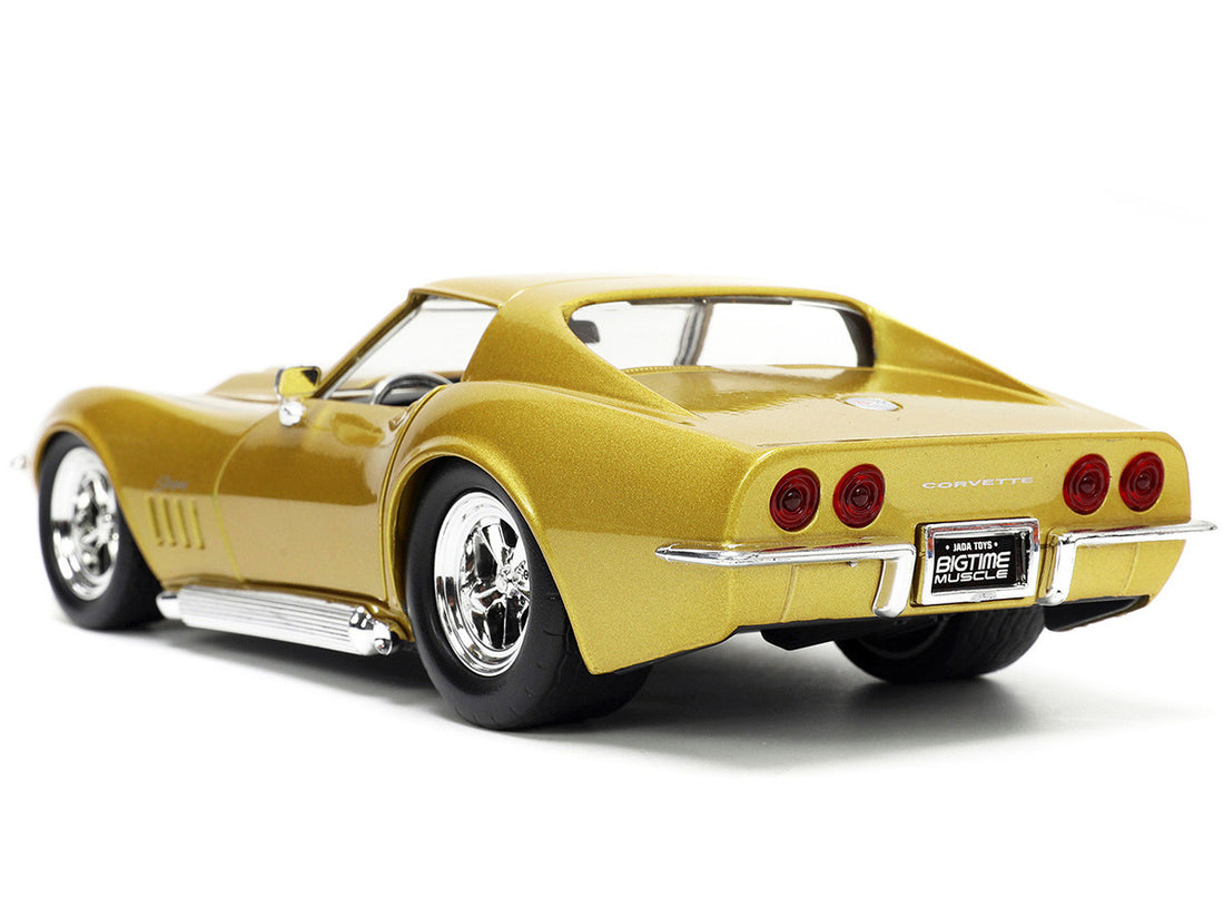 1969 Chevrolet Corvette Stingray ZL-1 Gold Metallic with Black Stripe "Bigtime Muscle" Series 1/24 Diecast Model Car by Jada-4