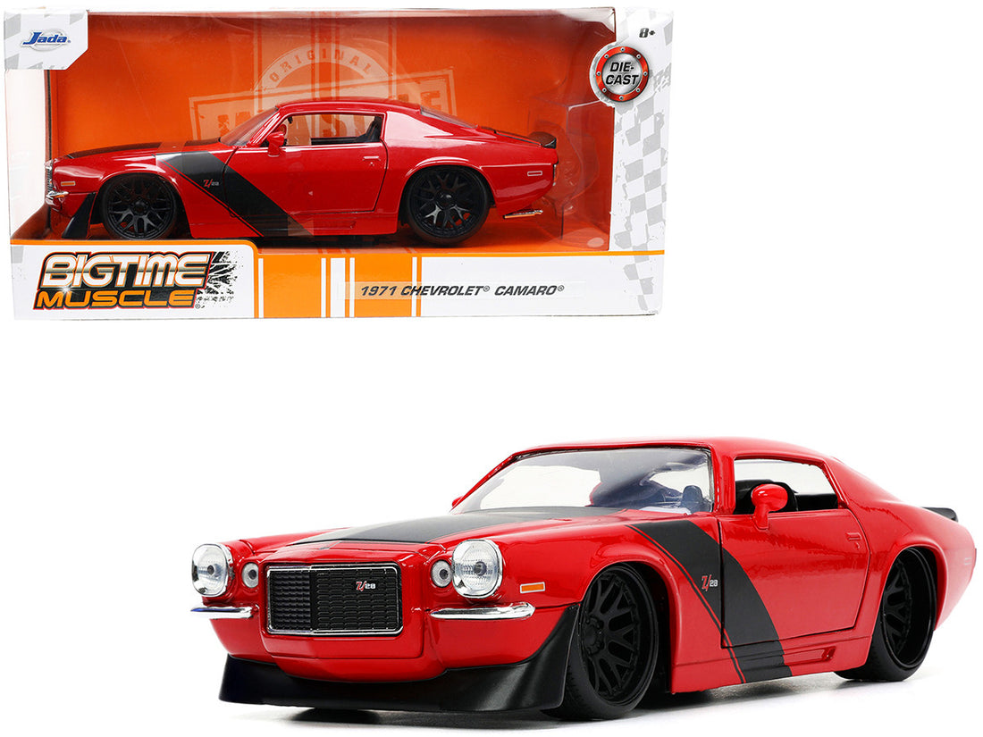 1971 Chevrolet Camaro Z/28 Red with Matt Black Stripes "Bigtime Muscle" Series 1/24 Diecast Model Car by Jada-0