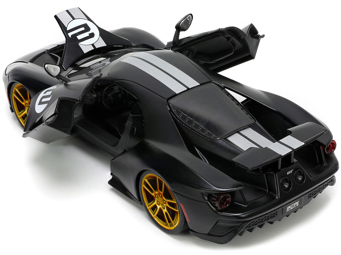 2017 Ford GT #2 Matt Black with Silver Stripes and Gold Wheels "Bigtime Muscle" Series 1/24 Diecast Model Car by Jada-3