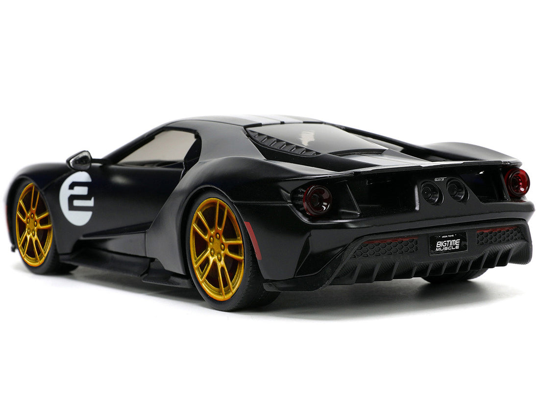 2017 Ford GT #2 Matt Black with Silver Stripes and Gold Wheels "Bigtime Muscle" Series 1/24 Diecast Model Car by Jada-4