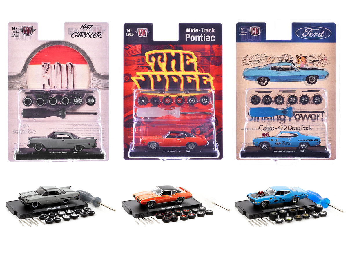 "Auto Wheels" 3 piece Car Set Release 13 Limited Edition to 5000 pieces Worldwide 1/64 Diecast Model Cars by M2 Machines-0