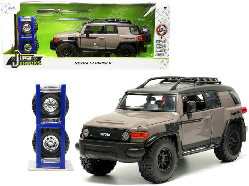 Toyota FJ Cruiser with Roof Rack Brown and Black "Toyo Tires" with Extra Wheels "Just Trucks" Series 1/24 Diecast Model Car by Jada-0