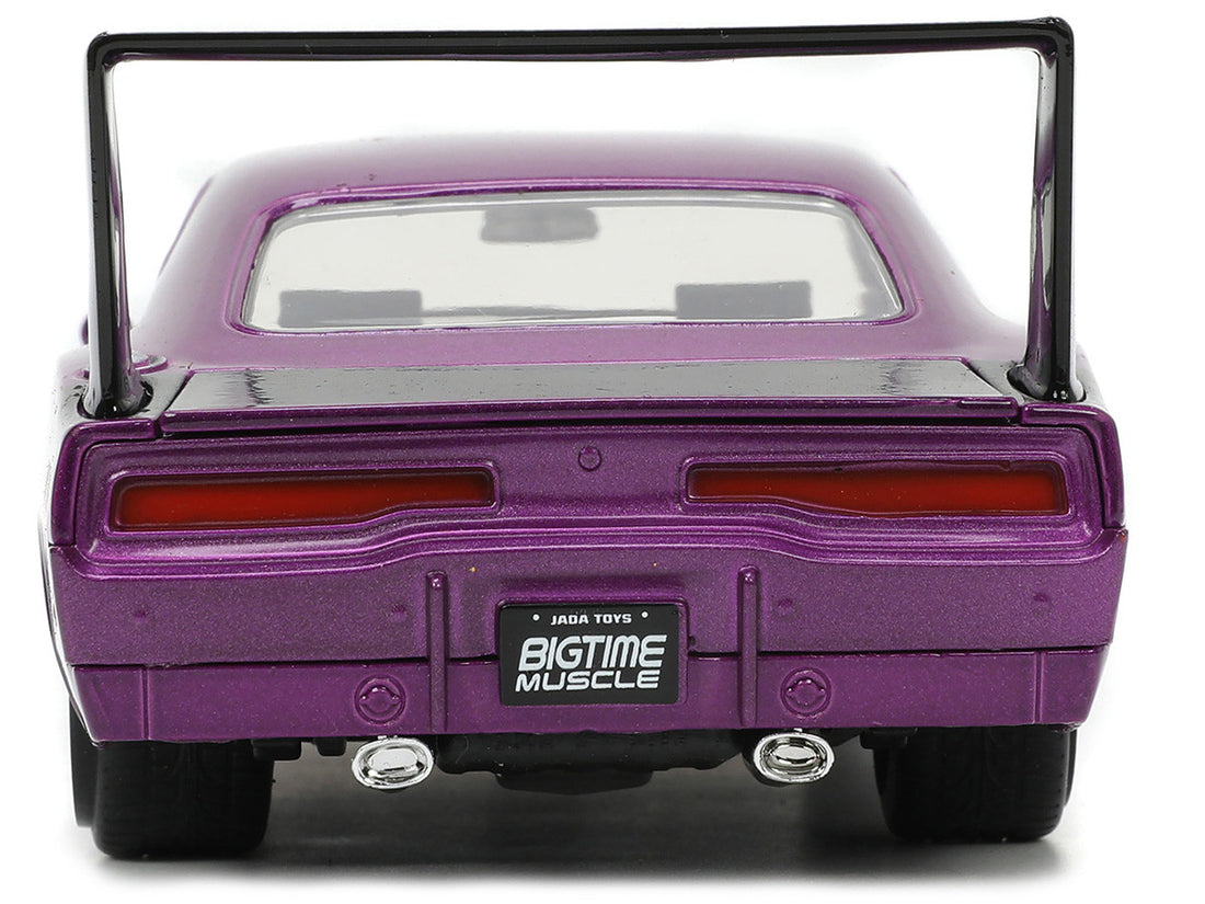 1969 Dodge Charger Daytona Purple Metallic with Black Tail Stripe "Bigtime Muscle" Series 1/24 Diecast Model Car by Jada-4