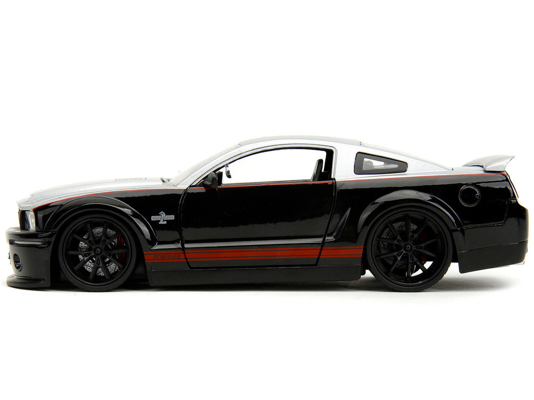 2008 Ford Shelby Mustang GT-500KR Silver and Black with Red Stripes "Bigtime Muscle" Series 1/24 Diecast Model Car by Jada-2