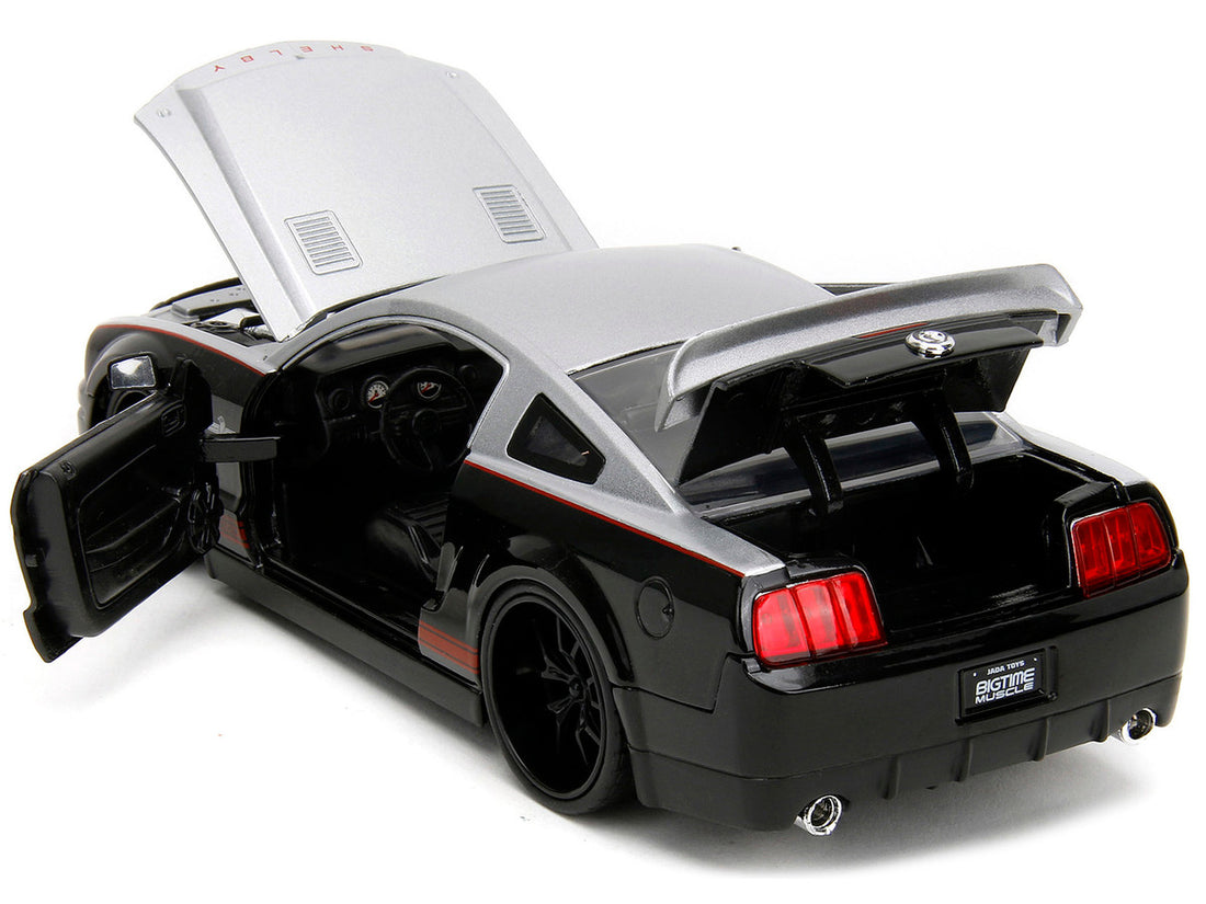 2008 Ford Shelby Mustang GT-500KR Silver and Black with Red Stripes "Bigtime Muscle" Series 1/24 Diecast Model Car by Jada-3