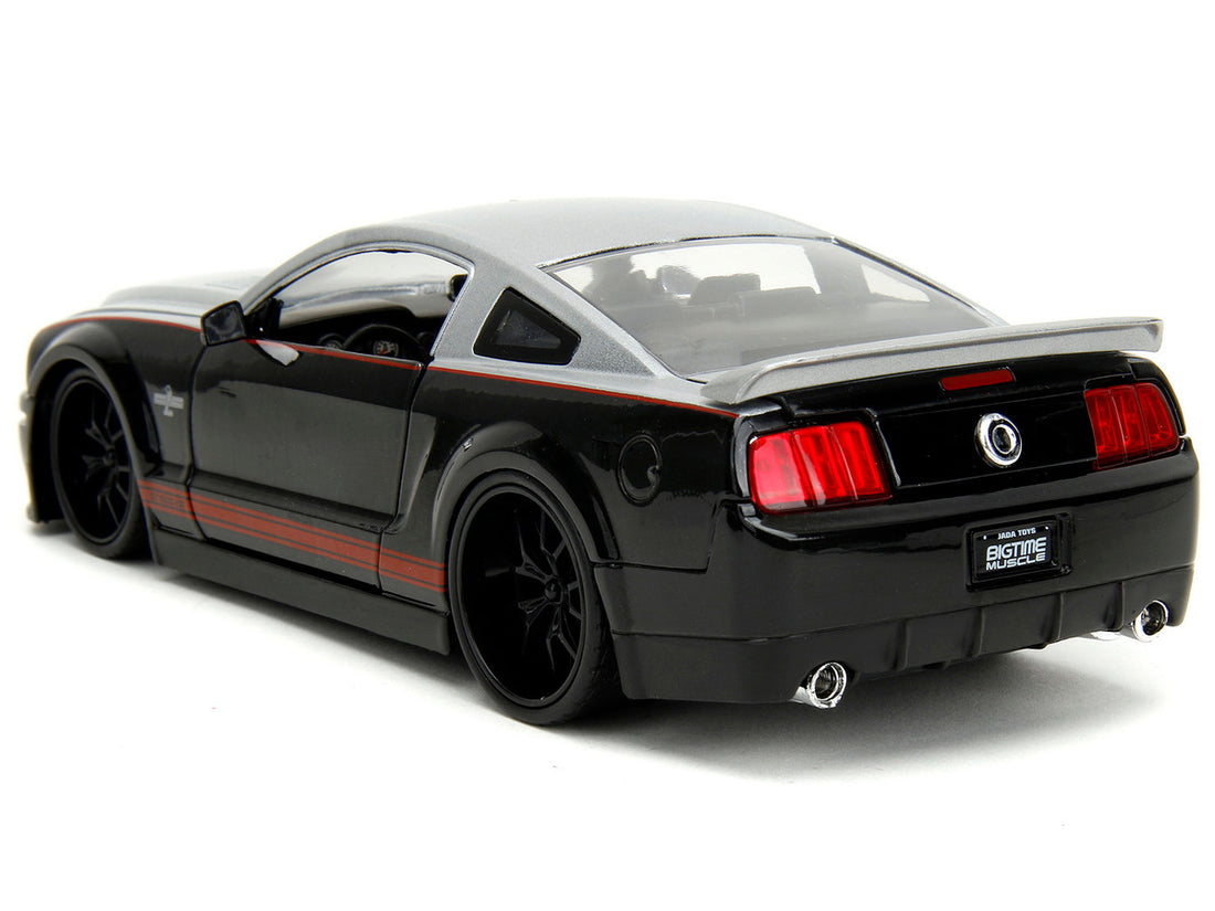 2008 Ford Shelby Mustang GT-500KR Silver and Black with Red Stripes "Bigtime Muscle" Series 1/24 Diecast Model Car by Jada-4