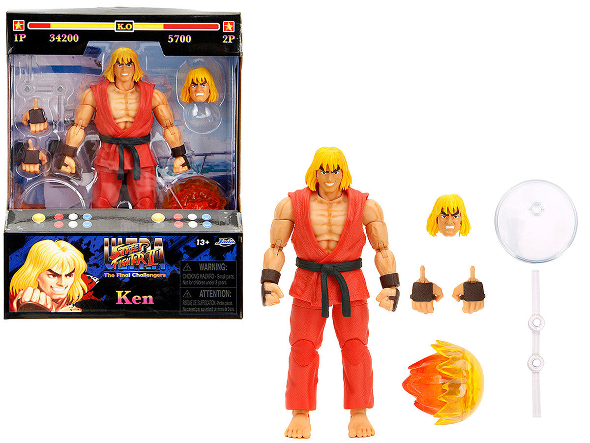 Ken 6" Moveable Figure with Accessories and Alternate Head and Hands "Ultra Street Fighter II: The Final Challengers" (2017) Video Game Model by Jada-0