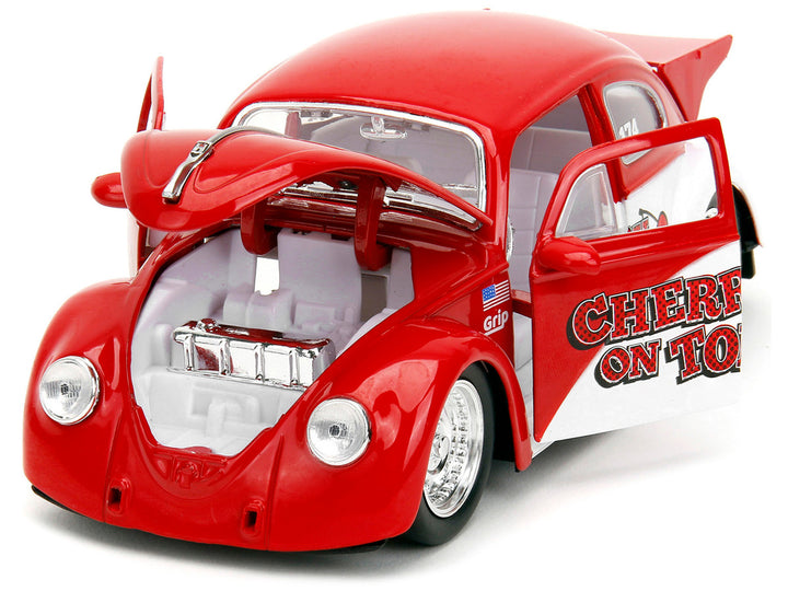 1959 Volkswagen Drag Beetle "Cherry on Top" Red and White "Punch Buggy" Series 1/24 Diecast Model Car by Jada-1