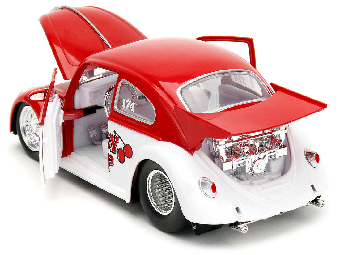 1959 Volkswagen Drag Beetle "Cherry on Top" Red and White "Punch Buggy" Series 1/24 Diecast Model Car by Jada-2