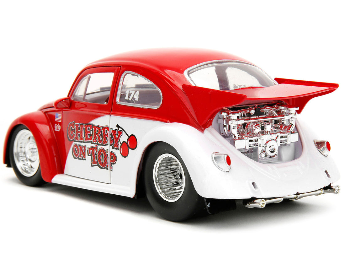 1959 Volkswagen Drag Beetle "Cherry on Top" Red and White "Punch Buggy" Series 1/24 Diecast Model Car by Jada-3