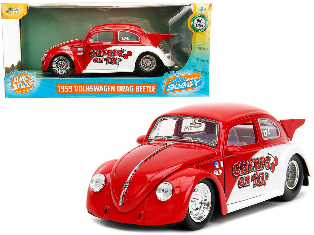 1959 Volkswagen Drag Beetle "Cherry on Top" Red and White "Punch Buggy" Series 1/24 Diecast Model Car by Jada-0