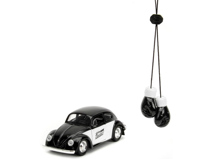 1959 Volkswagen Beetle "Punch Buggy" Black and White and Boxing Gloves Accessory "Punch Buggy" Series 1/32 Diecast Model Car by Jada-1