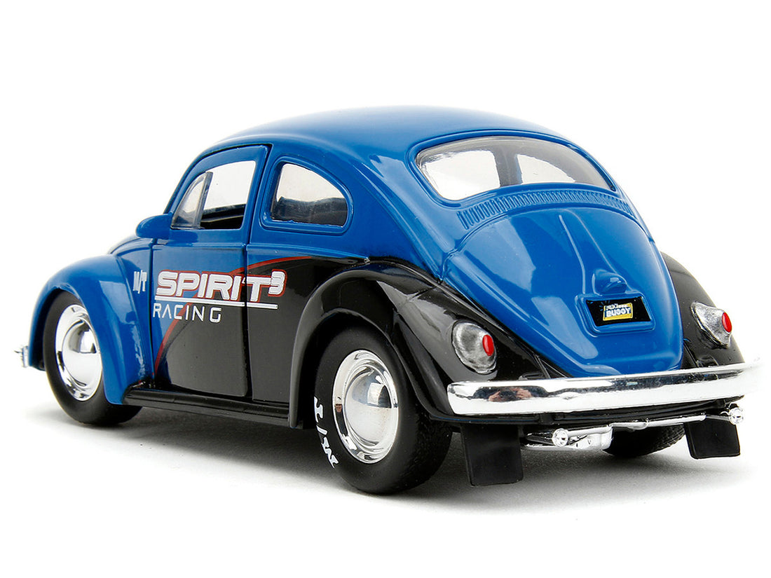 1959 Volkswagen Beetle "Spirit3 Racing" Blue and Black and Boxing Gloves Accessory "Punch Buggy" Series 1/32 Diecast Model Car by Jada-4