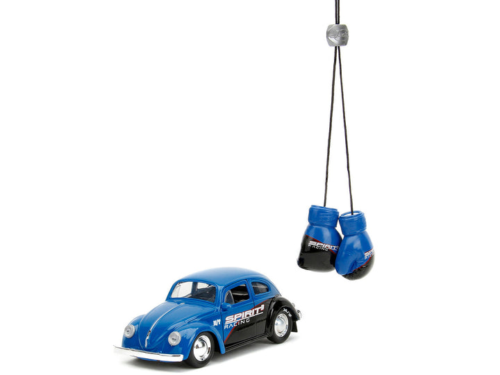 1959 Volkswagen Beetle "Spirit3 Racing" Blue and Black and Boxing Gloves Accessory "Punch Buggy" Series 1/32 Diecast Model Car by Jada-1