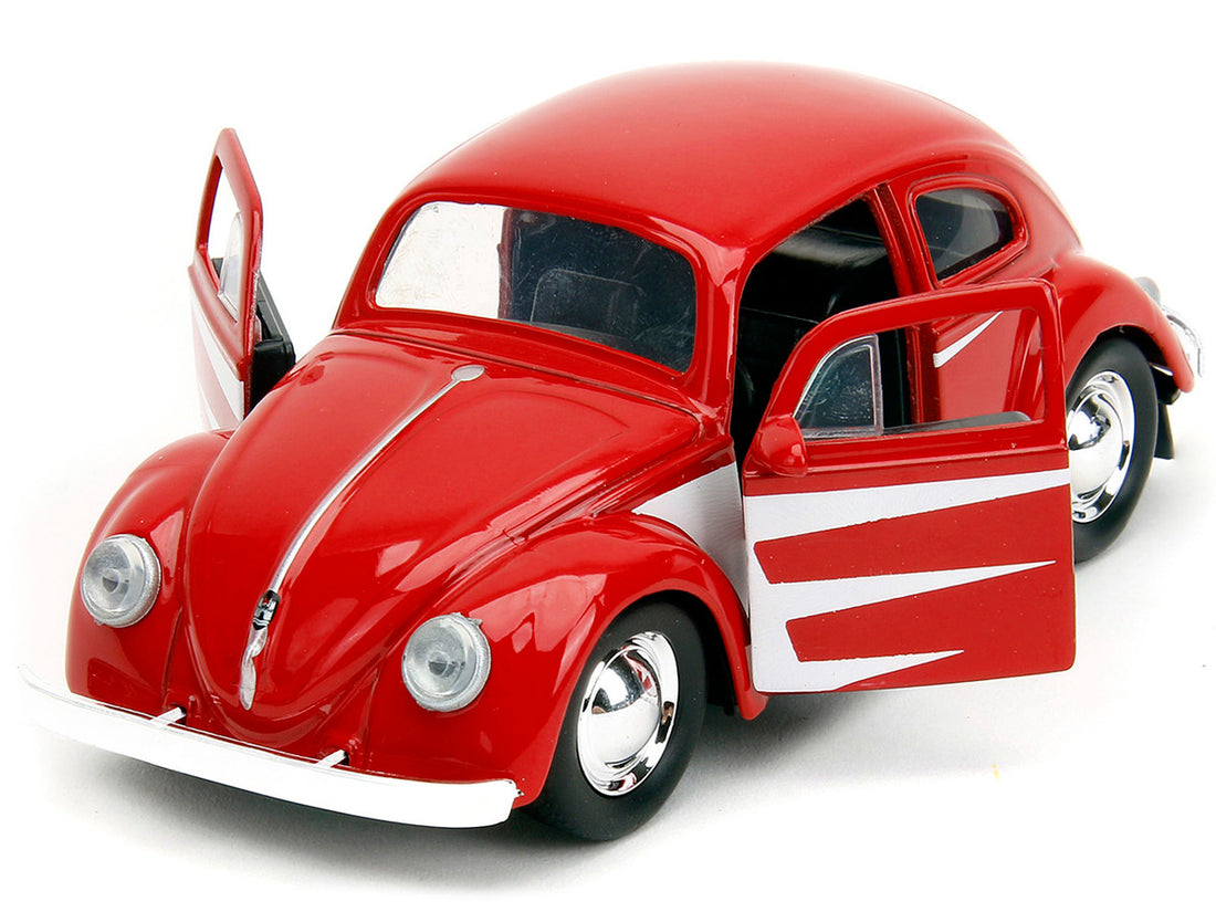 1959 Volkswagen Beetle Red with White Graphics and Boxing Gloves Accessory "Punch Buggy" Series 1/32 Diecast Model Car by Jada-2