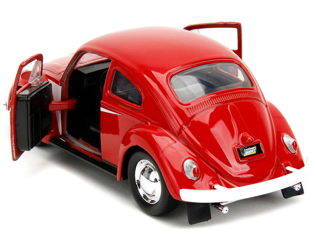 1959 Volkswagen Beetle Red with White Graphics and Boxing Gloves Accessory "Punch Buggy" Series 1/32 Diecast Model Car by Jada-3