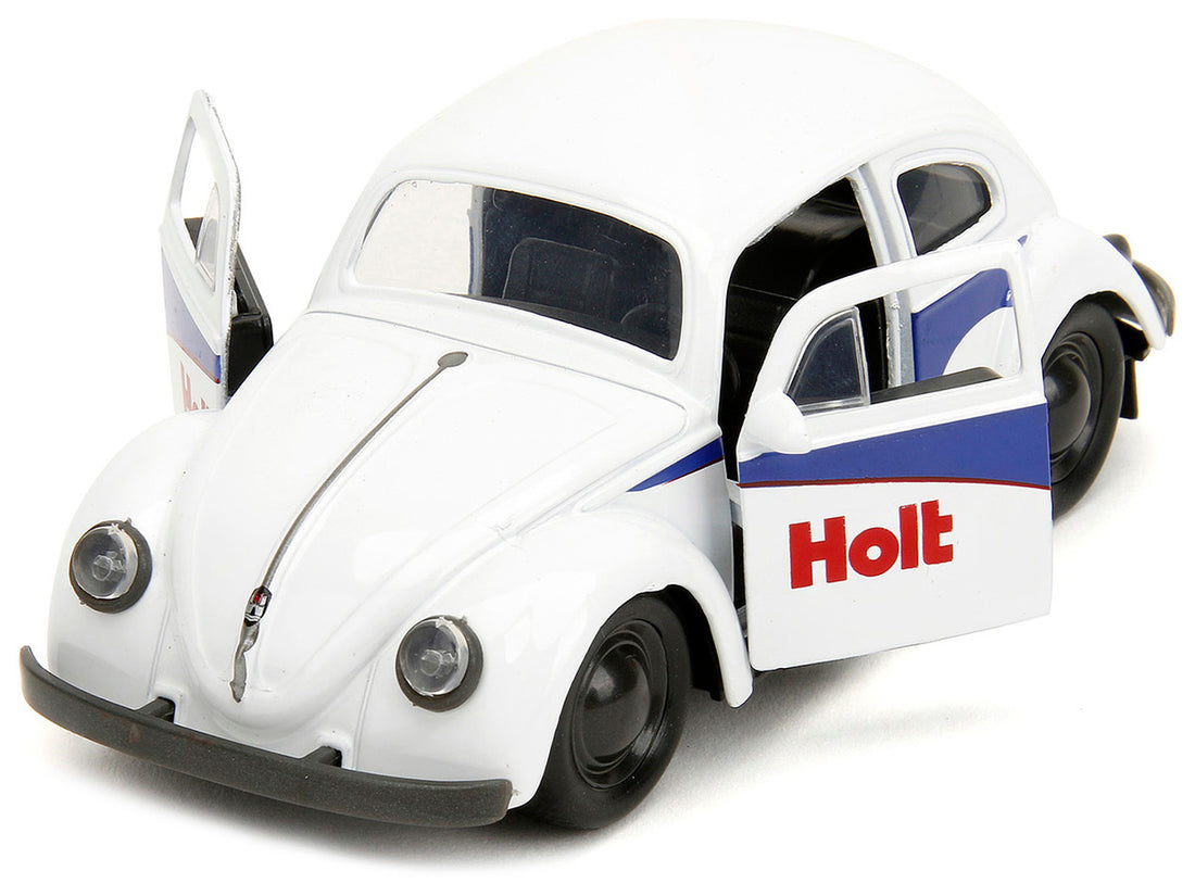 1959 Volkswagen Beetle "Holt" White with Blue Graphics and Boxing Gloves Accessory "Punch Buggy" Series 1/32 Diecast Model Car by Jada-2