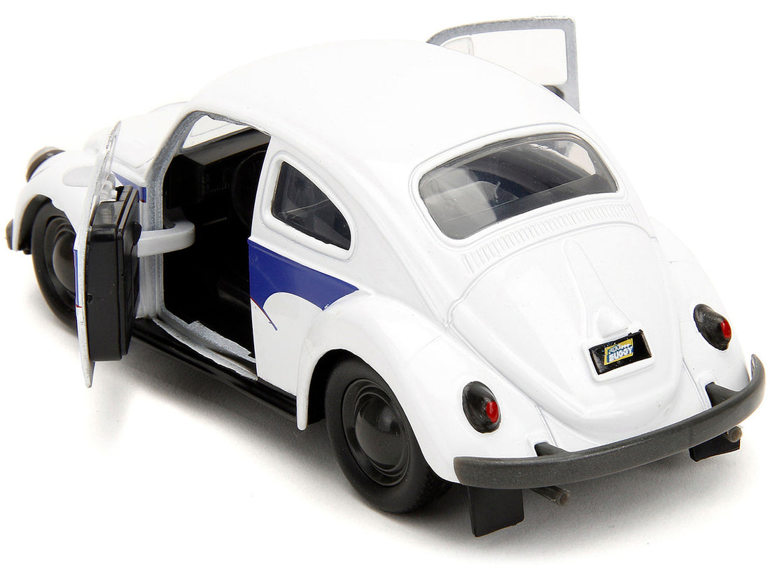 1959 Volkswagen Beetle "Holt" White with Blue Graphics and Boxing Gloves Accessory "Punch Buggy" Series 1/32 Diecast Model Car by Jada-3