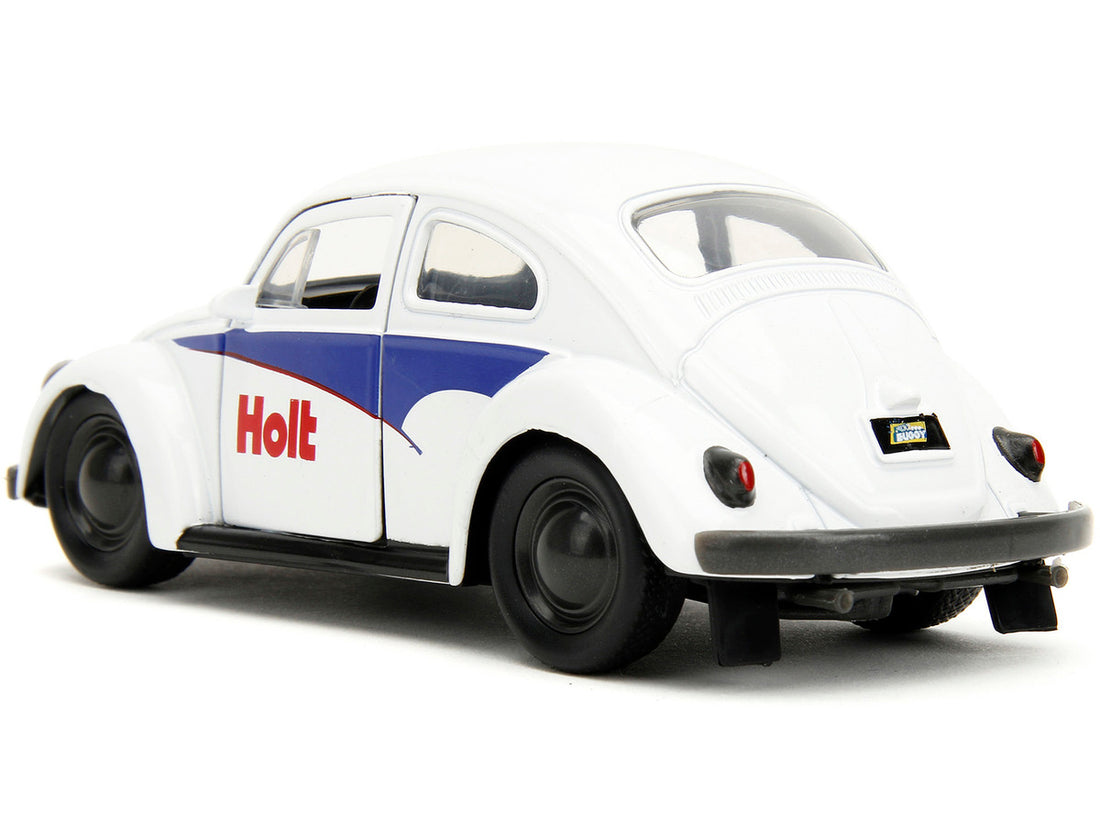 1959 Volkswagen Beetle "Holt" White with Blue Graphics and Boxing Gloves Accessory "Punch Buggy" Series 1/32 Diecast Model Car by Jada-4