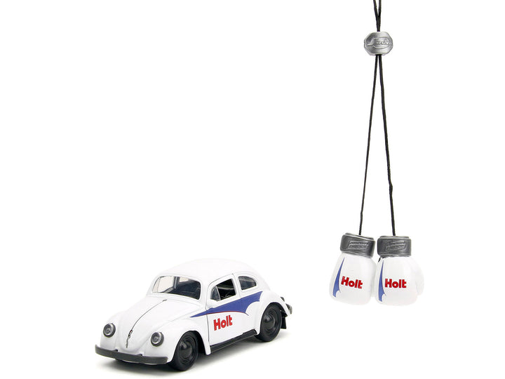 1959 Volkswagen Beetle "Holt" White with Blue Graphics and Boxing Gloves Accessory "Punch Buggy" Series 1/32 Diecast Model Car by Jada-1