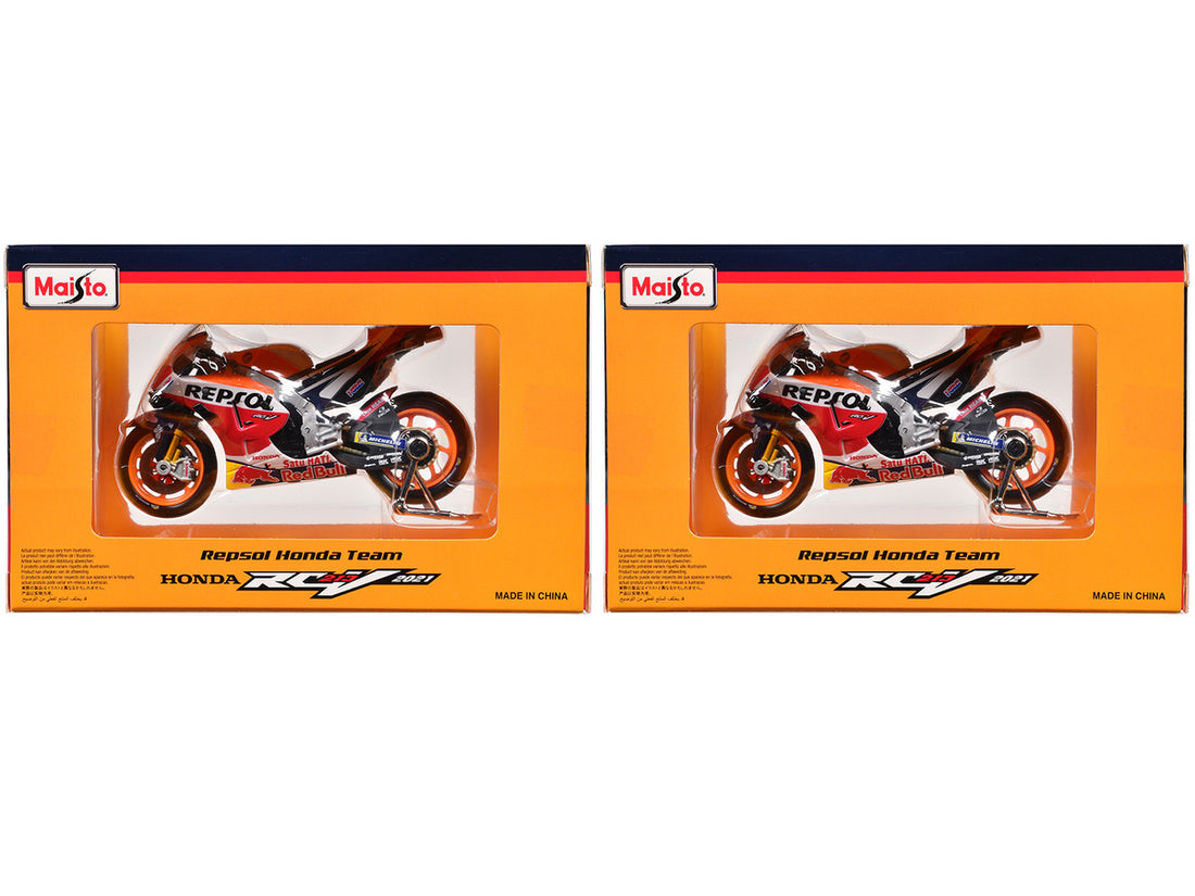 Honda RC213V #44 Pol Espargaro and #93 Marc Marquez "Repsol Honda Team" "MotoGP World Championship" (2021) Set of 2 Motorcycles 1/18 Diecast Models by Maisto-3