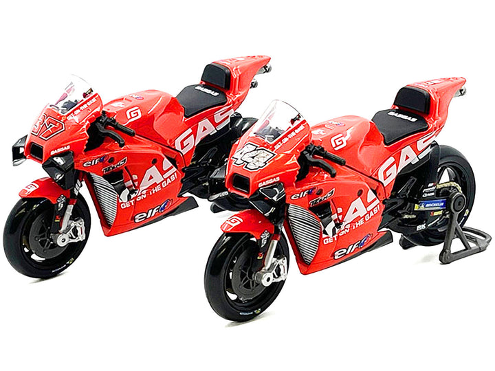 KTM RC16 #37 Augusto Fernandez and #44 Pol Espargaro "GasGas Factory Racing Tech3" "MotoGP World Championship" (2023) Set of 2 Motorcycles 1/18 Diecast Models by Maisto-0