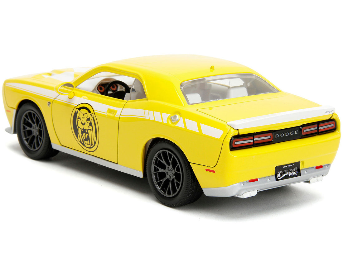 2015 Dodge Challenger SRT Hellcat Yellow with Graphics and Yellow Ranger Diecast Figure "Power Rangers" "Hollywood Rides" Series 1/24 Diecast Model Car by Jada-4