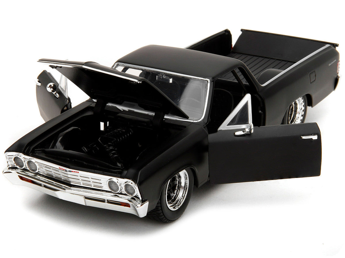 1967 Chevrolet El Camino Matt Black "Fast & Furious" Series 1/24 Diecast Model Car by Jada-1