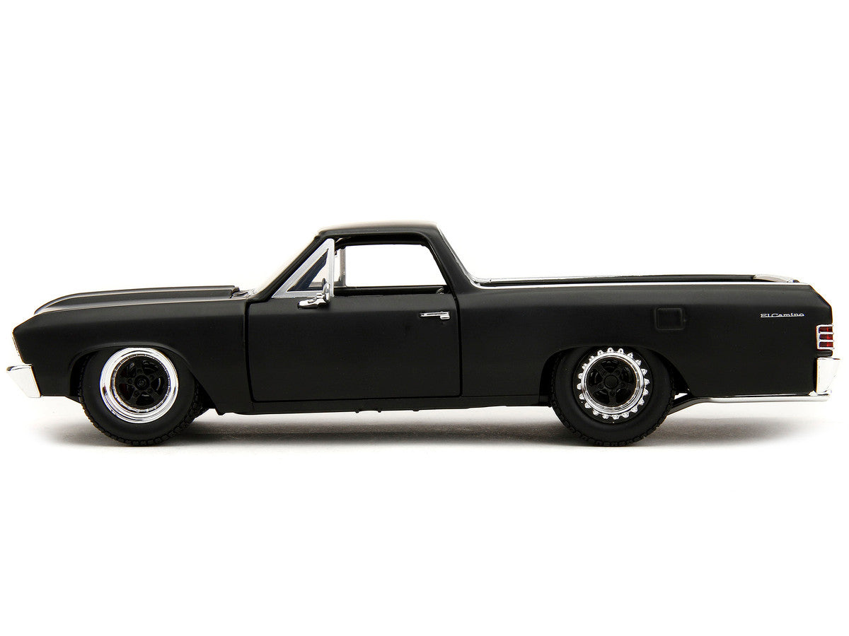 1967 Chevrolet El Camino Matt Black "Fast & Furious" Series 1/24 Diecast Model Car by Jada-2