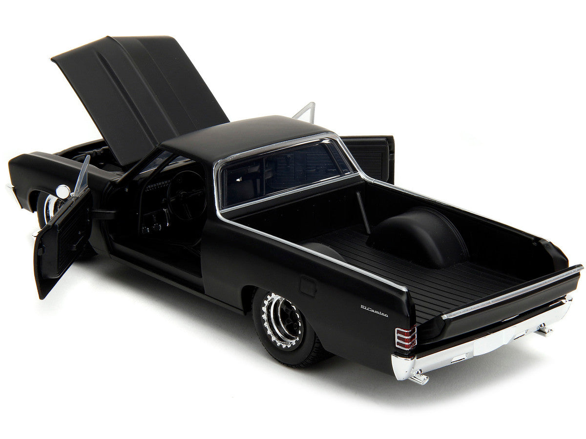 1967 Chevrolet El Camino Matt Black "Fast & Furious" Series 1/24 Diecast Model Car by Jada-3