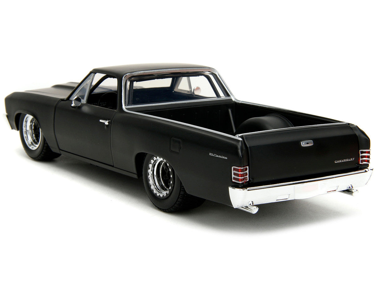 1967 Chevrolet El Camino Matt Black "Fast & Furious" Series 1/24 Diecast Model Car by Jada-4