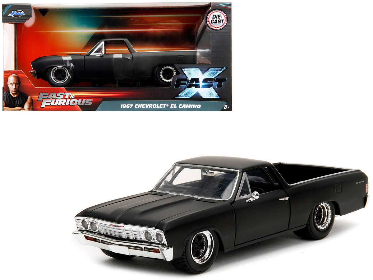 1967 Chevrolet El Camino Matt Black "Fast & Furious" Series 1/24 Diecast Model Car by Jada-0