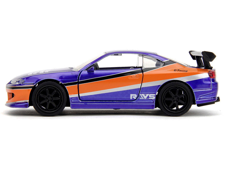 Nissan Silvia 2001 S15 RHD (Right Hand Drive) Blue Metallic with Graphics "The Fast and the Furious: Tokyo Drift" (2006) Movie "Fast & Furious" Series 1/32 Diecast Car Model by Jada