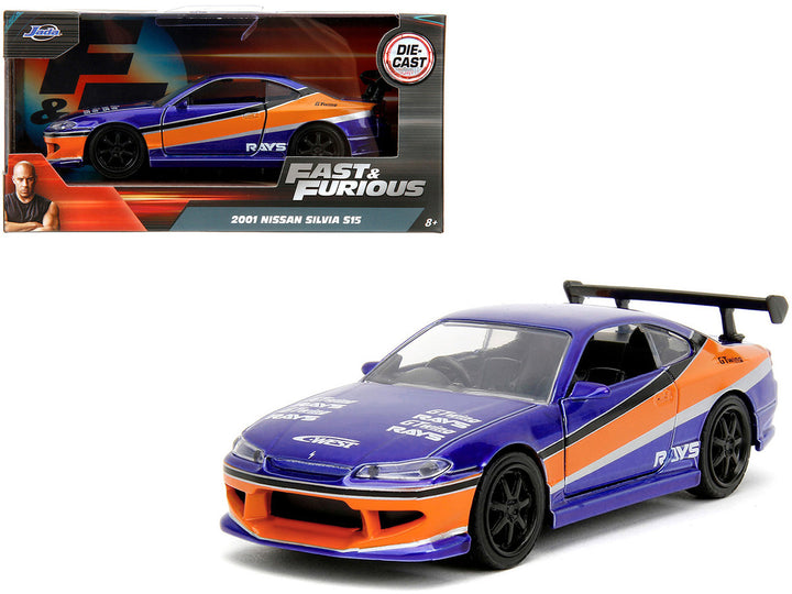 Nissan Silvia 2001 S15 RHD (Right Hand Drive) Blue Metallic with Graphics "The Fast and the Furious: Tokyo Drift" (2006) Movie "Fast & Furious" Series 1/32 Diecast Car Model by Jada 5
