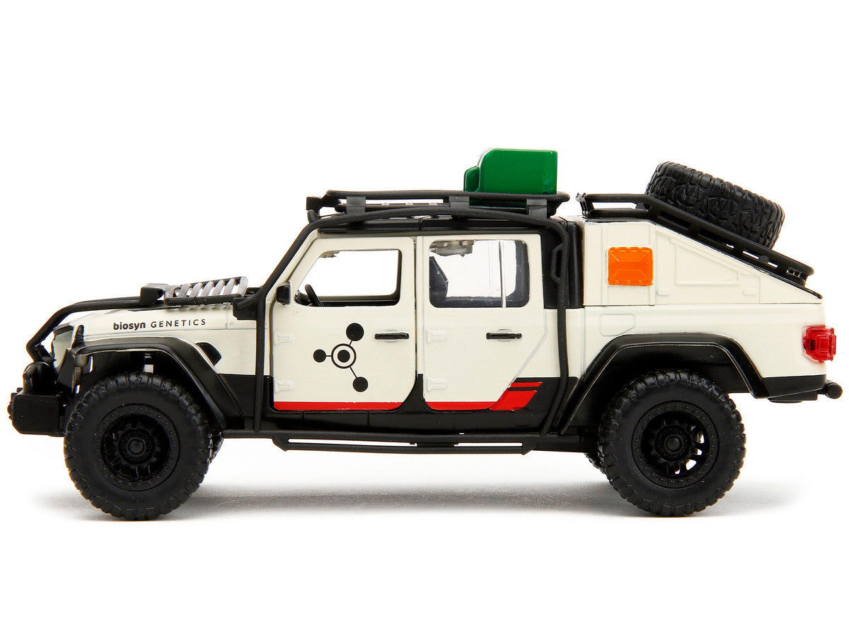 Jeep Gladiator Pickup Truck with Equipment Shell Beige with Graphics "Biosyn Genetics" "Jurassic World Dominion" (2022) Movie "Hollywood Rides" Series 1/32 Diecast Model Car by Jada-2